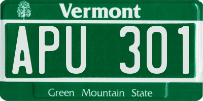 VT license plate APU301