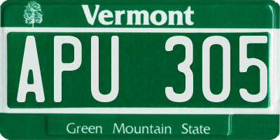VT license plate APU305