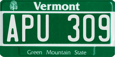 VT license plate APU309