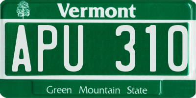 VT license plate APU310