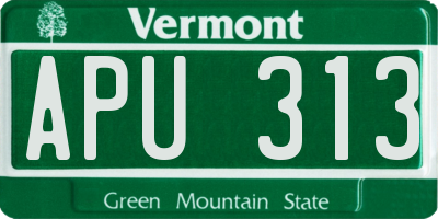 VT license plate APU313