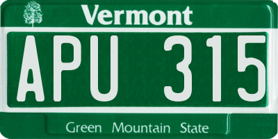 VT license plate APU315