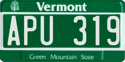 VT license plate APU319