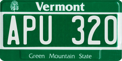 VT license plate APU320