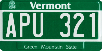 VT license plate APU321