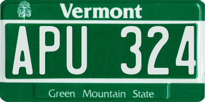 VT license plate APU324