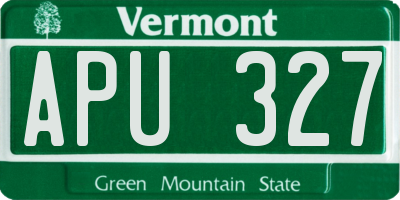 VT license plate APU327