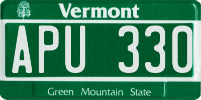 VT license plate APU330