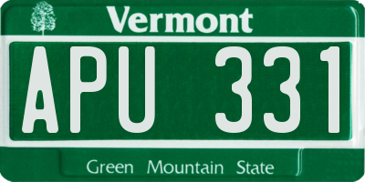 VT license plate APU331