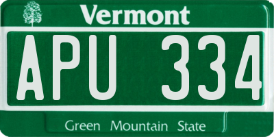 VT license plate APU334
