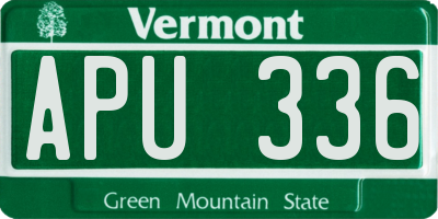 VT license plate APU336