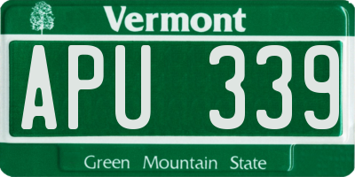 VT license plate APU339