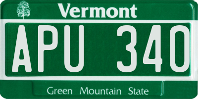 VT license plate APU340
