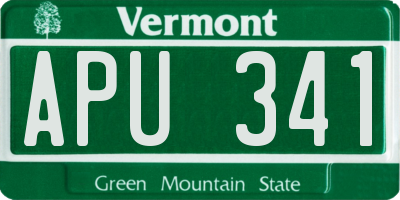 VT license plate APU341