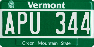 VT license plate APU344