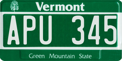 VT license plate APU345