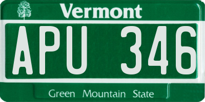 VT license plate APU346