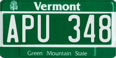 VT license plate APU348