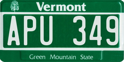 VT license plate APU349
