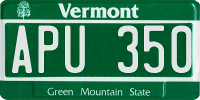 VT license plate APU350