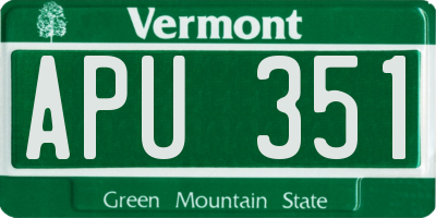 VT license plate APU351