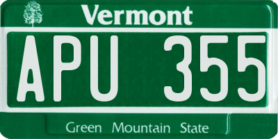 VT license plate APU355