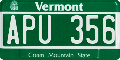 VT license plate APU356