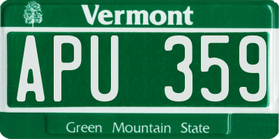 VT license plate APU359