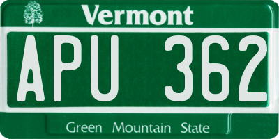 VT license plate APU362