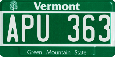 VT license plate APU363