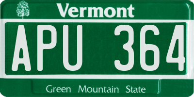 VT license plate APU364