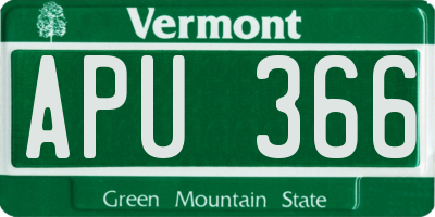 VT license plate APU366
