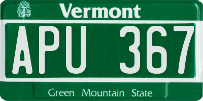 VT license plate APU367