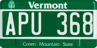 VT license plate APU368