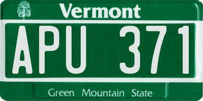 VT license plate APU371