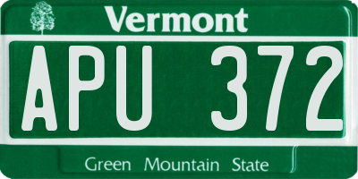 VT license plate APU372