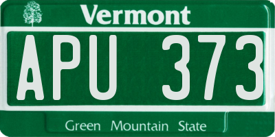 VT license plate APU373