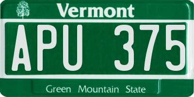 VT license plate APU375