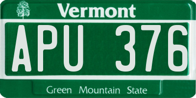 VT license plate APU376