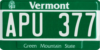 VT license plate APU377