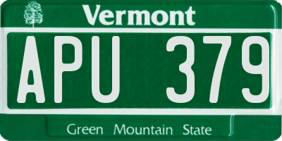 VT license plate APU379