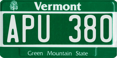 VT license plate APU380