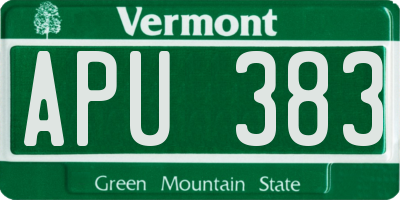 VT license plate APU383