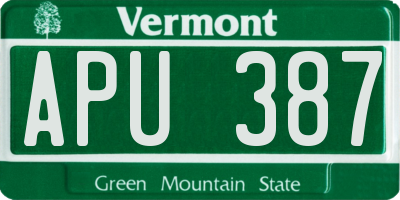 VT license plate APU387