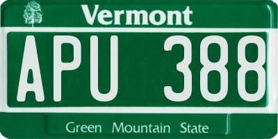 VT license plate APU388
