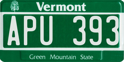 VT license plate APU393