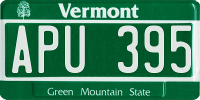 VT license plate APU395