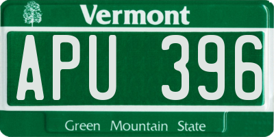 VT license plate APU396