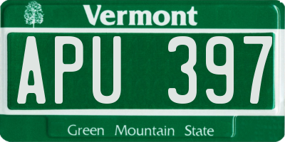 VT license plate APU397