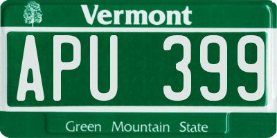VT license plate APU399